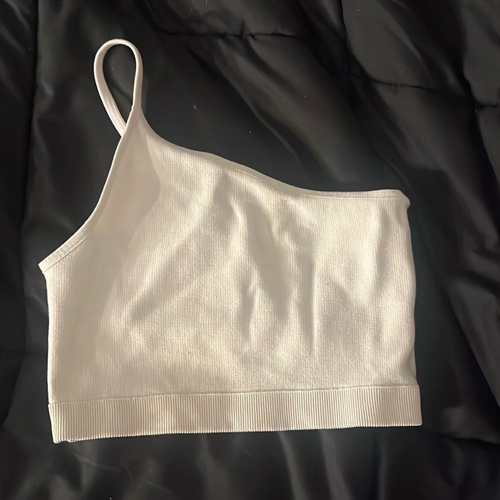 Cotton On white one shoulder cropped tank